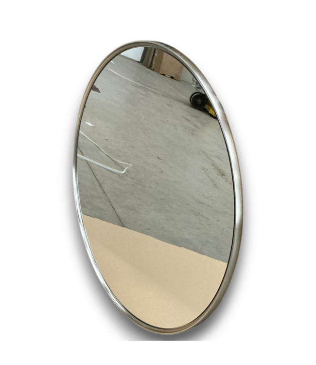 52750 28" Round Metal Frame Mirror - Brushed Nickel
