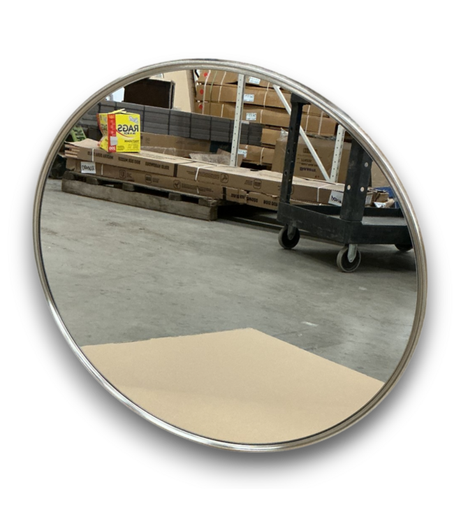 52750 28" Round Metal Frame Mirror - Brushed Nickel