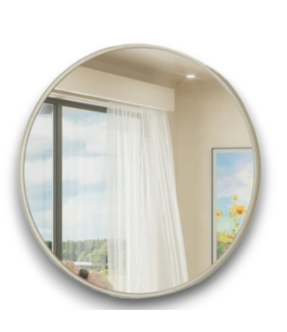 52750 28" Round Metal Frame Mirror - Brushed Nickel