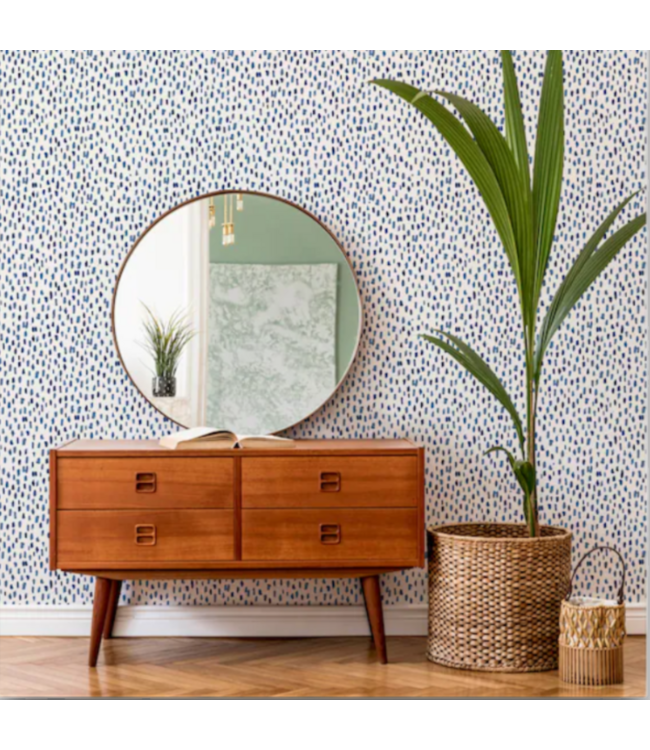 52760 Blue Vinyl Geometric Self-Adhesive Peel and Stick Wallpaper