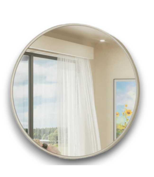 52750 28" Round Metal Frame Mirror - Brushed Nickel