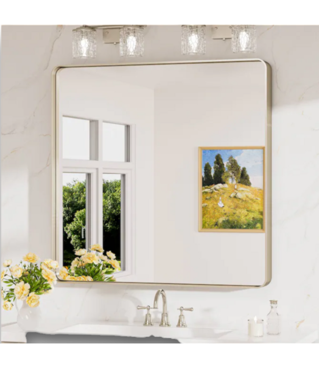 52751 36" Rectangle Brushed Nickel Framed Wall Mirror