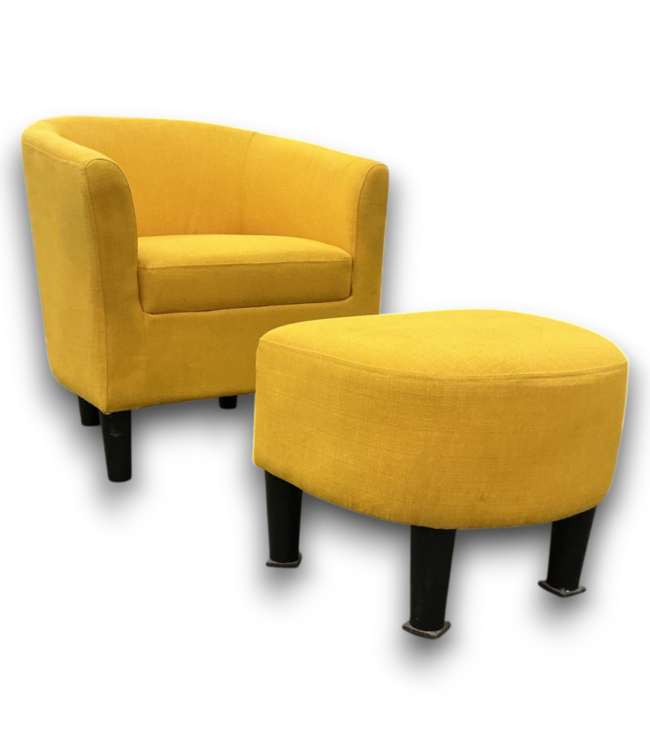 52798 Accent Sofa Chair With Footstool Ottoman Yellow