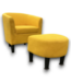 52798 Accent Sofa Chair With Footstool Ottoman Yellow