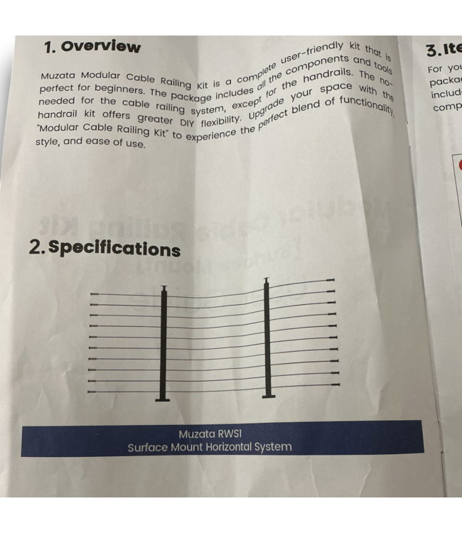 52831 Surface Mount Horizontal Cable Railing System 36" x 6'