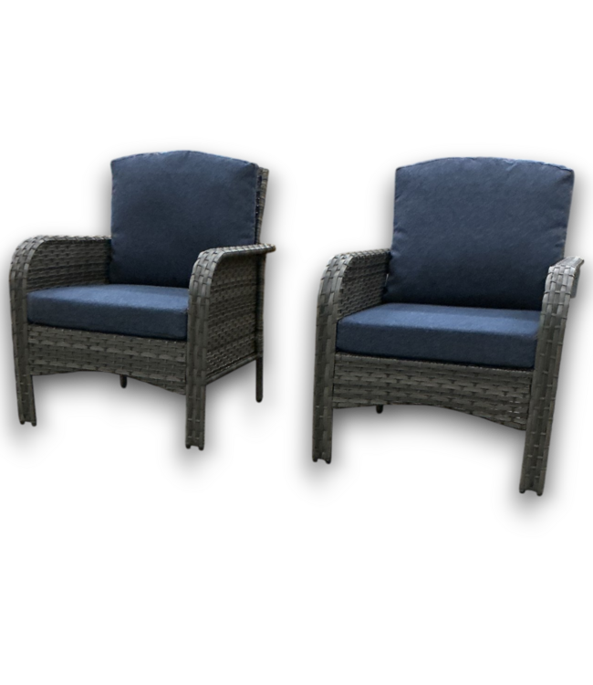 52852 Set Of 2 Stationary Wicker Conversation Chairs