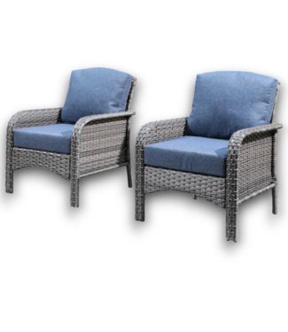 52852 Set Of 2 Stationary Wicker Conversation Chairs