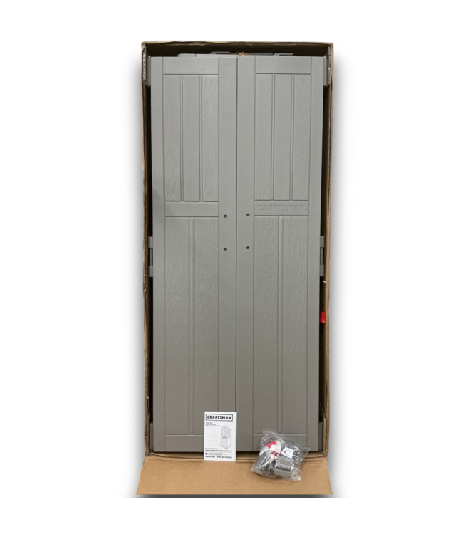 52856 Vertical Gray Plastic Resin Storage Shed 2' x 2'
