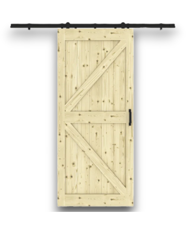 52881 Unfinished K-frame Pine Wood Solid core Single Barn Door
