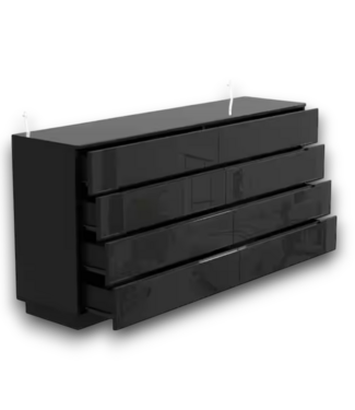 52890 Black 8-Drawer Dresser With LED Lights 63"W x 31"H