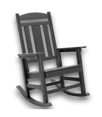 52907 Dark Gray HDPE Frame Rocking Chair With Solid Seat