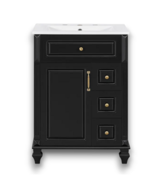 52910 Black Freestanding Bathroom Vanity With Top 24"W