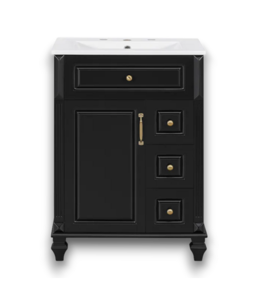 52910 Black Freestanding Bathroom Vanity With Top 24"W