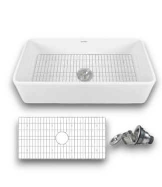 52911 Grove White Farmhouse Fireclay Single Bowl Kitchen Sink