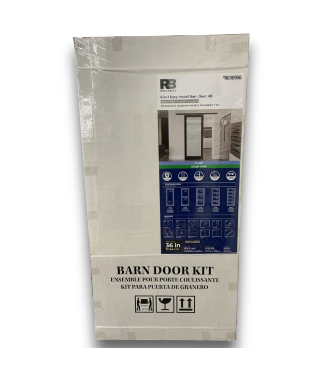 52912 Black Frosted glass MDF Solid core Single Barn Door