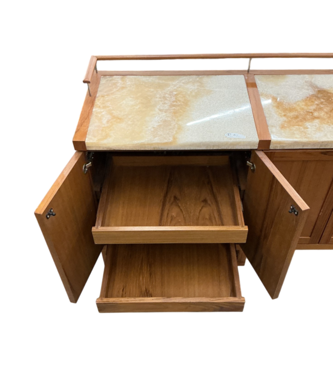 52945 Mid-Century Teak Sideboard Bar Cabinet 72"