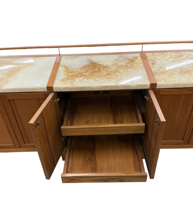 52945 Mid-Century Teak Sideboard Bar Cabinet 72"