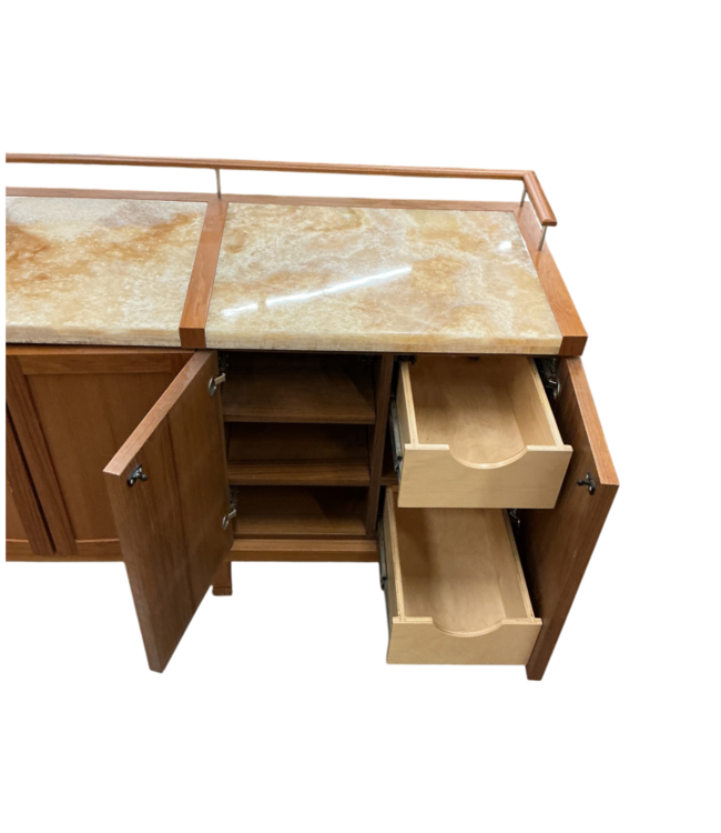 52945 Mid-Century Teak Sideboard Bar Cabinet 72"