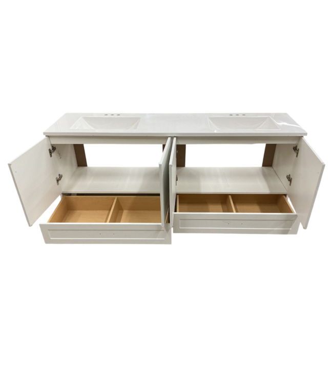 52976 Cassidy White Double Sink Bathroom Vanity 72"