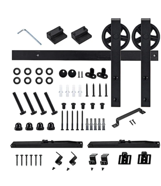52991 Black Single Barn Door Hardware Kit