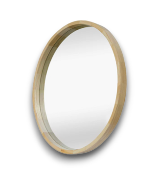 53011 Round Natural Wood Framed Mirror 30"