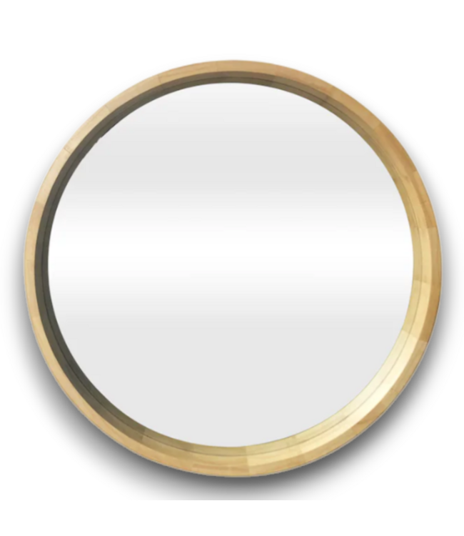 53011 Round Natural Wood Framed Mirror 30"