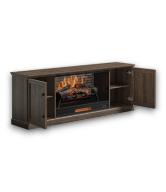 53013 Brown Walnut TV Stand With Infrared Electric Fireplace