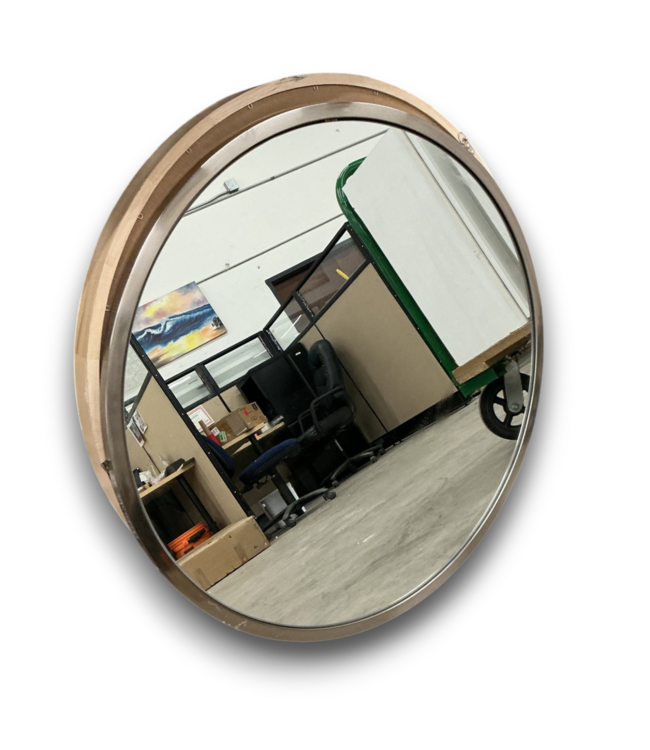 53012 Round Brushed Nickel Framed Mirror 30"