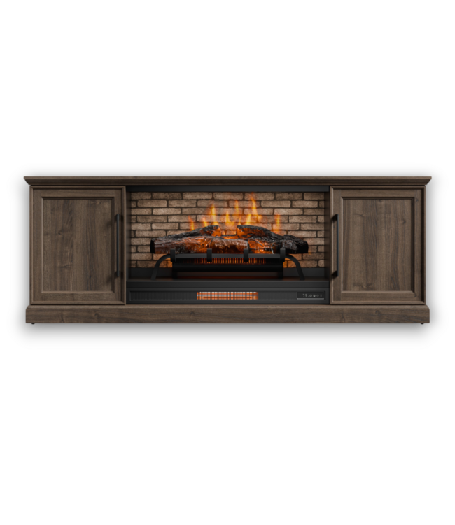 53013 Brown Walnut TV Stand With Infrared Electric Fireplace