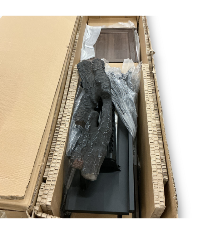 53013 Brown Walnut TV Stand With Infrared Electric Fireplace