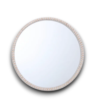 53016 Round White Bead Framed Wall Mirror 30"