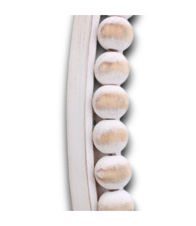 53016 Round White Bead Framed Wall Mirror 30"