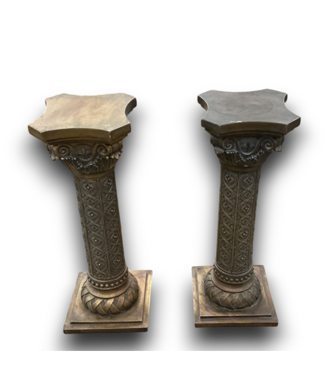 53047 Vintage Brass Plant Stand Set of 2