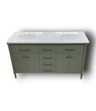 53048 Minty Green Double Bathroom Vanity w/Top 60"
