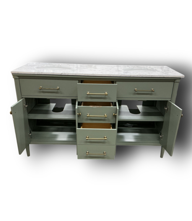 53048 Minty Green Double Bathroom Vanity w/Top 60"
