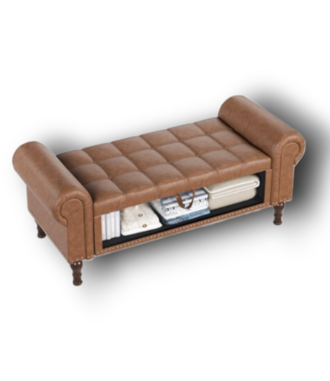 53051 Saddle Brown Ottoman End of Bed Storage Bench 51"
