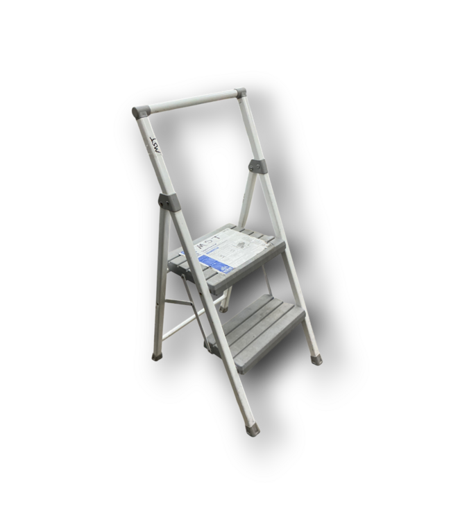 53057 White & Gray 2-Step Stool Foldable Ladder 40"