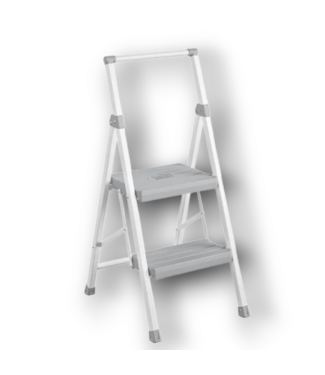 53057 White & Gray 2-Step Stool Foldable Ladder 40"