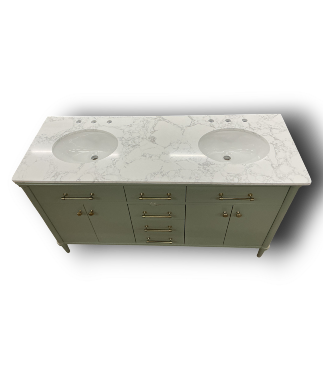 53048 Minty Green Double Bathroom Vanity w/Top 60"
