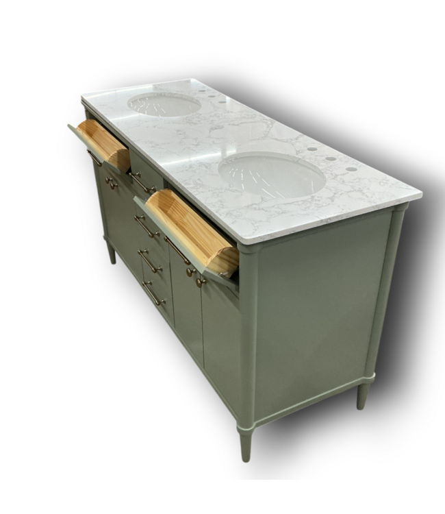 53048 Minty Green Double Bathroom Vanity w/Top 60"
