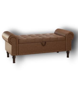 53051 Saddle Brown Ottoman End of Bed Storage Bench 51"