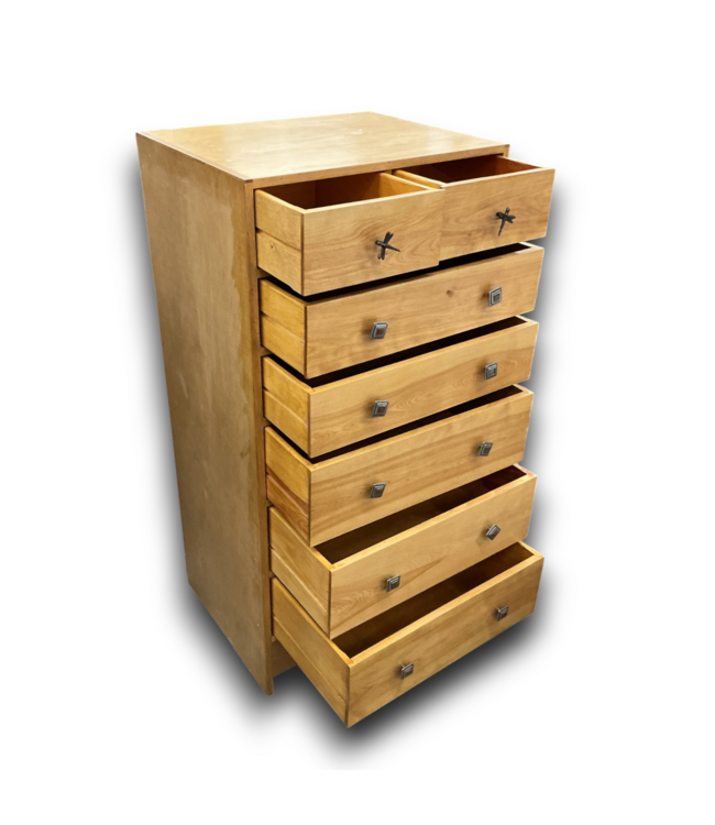 53073 Blonde Wood Tall Dresser 27.125"W