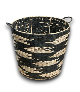 53075 Tapered Woven Basket with Handles Black and White