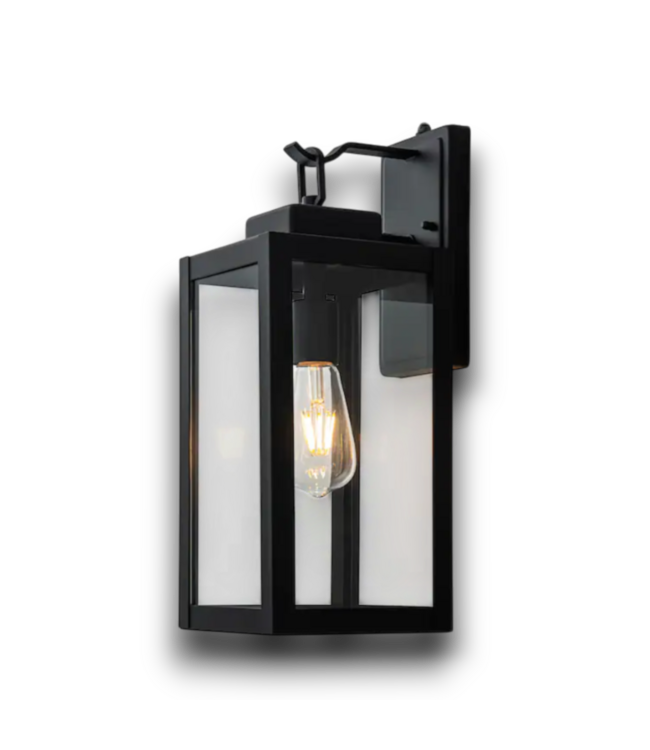 53120 Matte Black 1-Light Outdoor Dusk to Dawn Lantern