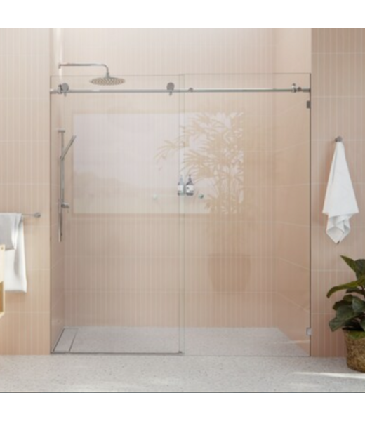 53122 Eclipse Chrome Frameless Sliding Shower Door 64" to 68"W
