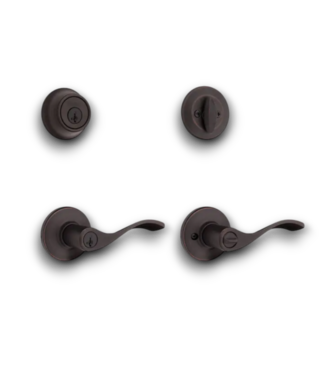 53168 Venetian Bronze Keyed Entry Door HAndle Combo