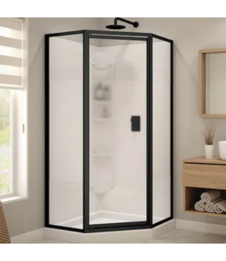 53185 Black Angle Corner Shower Kit. Base, Wall, & Door