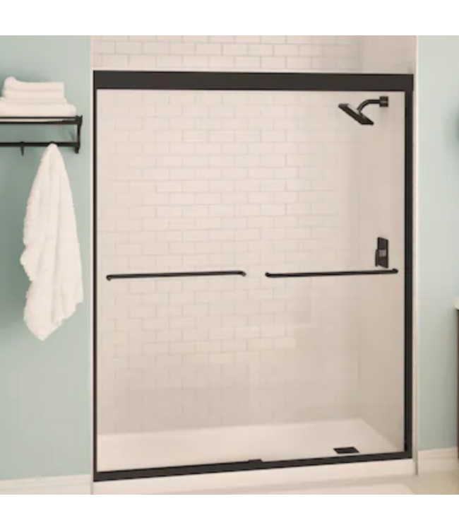 53187 Black Semi-Frameless Sliding Shower Door 55" - 59"W x 71"