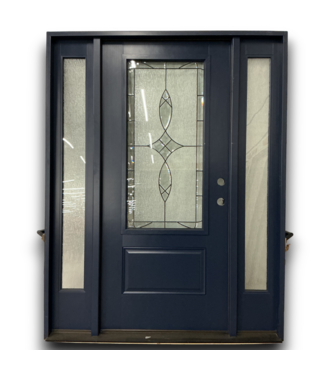 53192 Navy Blue 3/4 Lite Exterior Door With Sidelights 64" x 80"