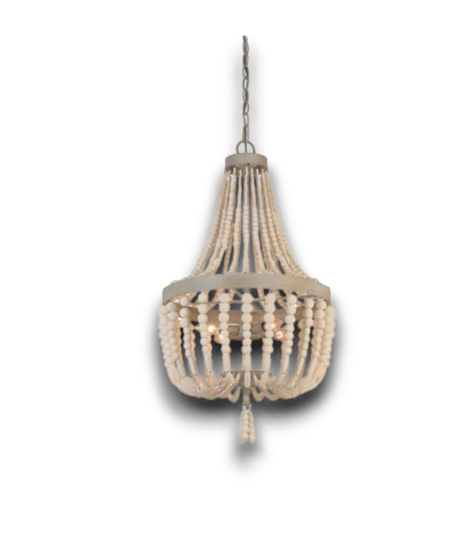 53198 Wood Beaded 4-Light Pendant Light